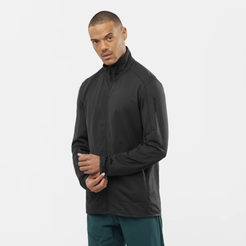 Black Salomon Essential Lightwarm Full Zip Men's Jackets | IE UR5917